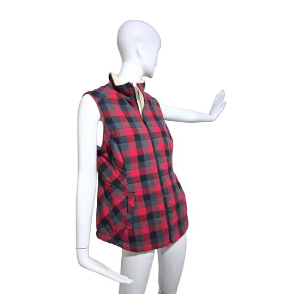 Duluth Trading Womens size S Plaid Flannel Sherpa Lumber Jack Gorpcore Zip Vest - Picture 8 of 10